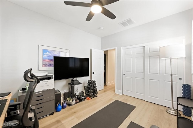 11340 Espadrille Ct, Las Vegas, NV 89138 - office space with light wood-style flooring and ceiling fan