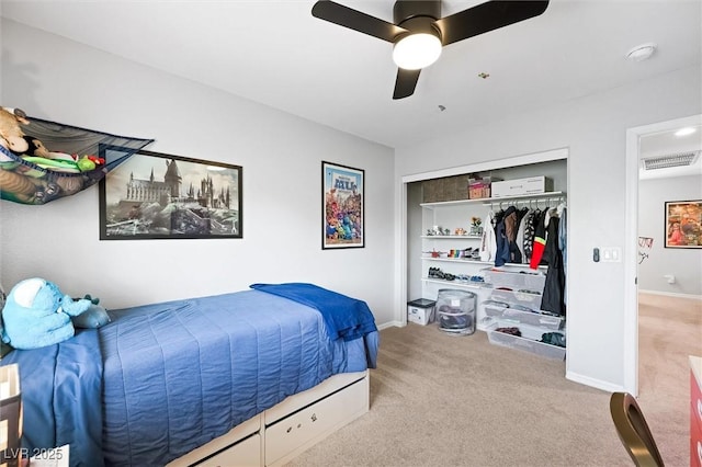 11340 Espadrille Ct, Las Vegas, NV 89138 - carpeted bedroom with a closet, baseboards, and a ceiling fan