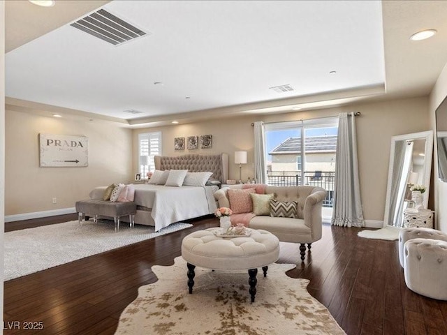 2400 Trissino Ct, Henderson, NV 89044 - bedroom with dark wood-style flooring, baseboards, and recessed lighting