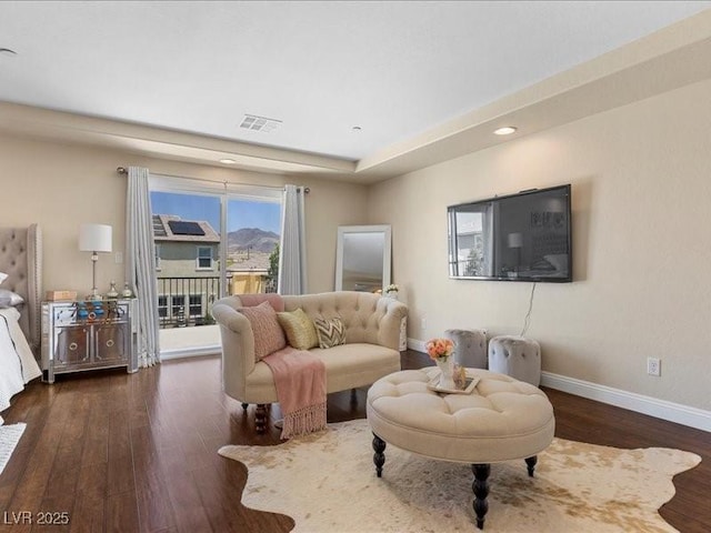 2400 Trissino Ct, Henderson, NV 89044 - living area featuring baseboards, wood finished floors, and recessed lighting