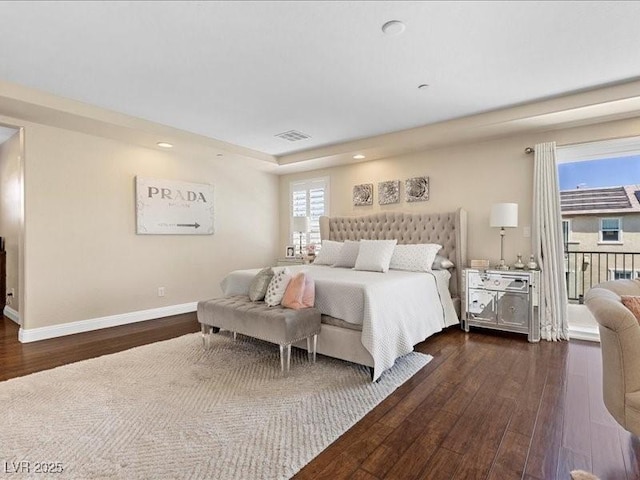 2400 Trissino Ct, Henderson, NV 89044 - bedroom with dark wood finished floors, baseboards, and recessed lighting