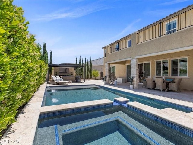 2400 Trissino Ct, Henderson, NV 89044 - view of swimming pool featuring a pool with connected hot tub and a patio