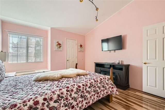 2725 S Nellis Blvd Unit 2084, Las Vegas, NV 89121 - bedroom with lofted ceiling and wood finished floors