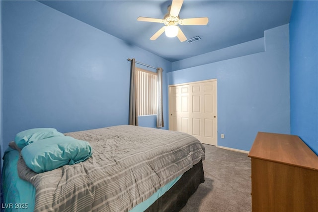 4005 Poppy Fields Dr, Las Vegas, NV 89129 - carpeted bedroom with a closet, baseboards, and a ceiling fan