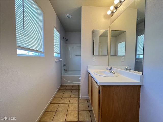 7249 Old Glory St, Las Vegas, NV 89148 - full bathroom with vanity, bathing tub / shower combination, baseboards, and tile patterned floors