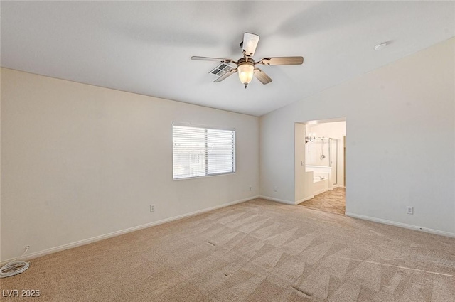 74 Harbor Coast St, Las Vegas, NV 89148 - empty room with vaulted ceiling, light carpet, ceiling fan, and baseboards