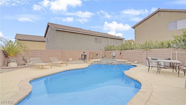 482 Painted Sage Ct, Henderson, NV 89015 - view of swimming pool with a fenced backyard, a patio, and a pool with connected hot tub