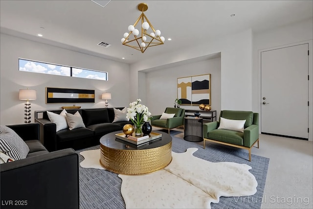 1600 Pleasant Bay Ct, Henderson, NV 89011 - living room with a chandelier and recessed lighting