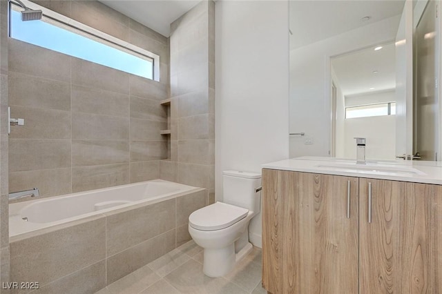1600 Pleasant Bay Ct, Henderson, NV 89011 - bathroom featuring toilet, vanity, tile patterned floors, and tiled shower / bath