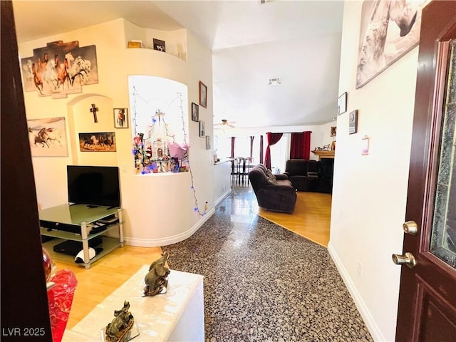 1860 Banaba Ln, Las Vegas, NV 89156 - foyer with baseboards, a towering ceiling, and a ceiling fan