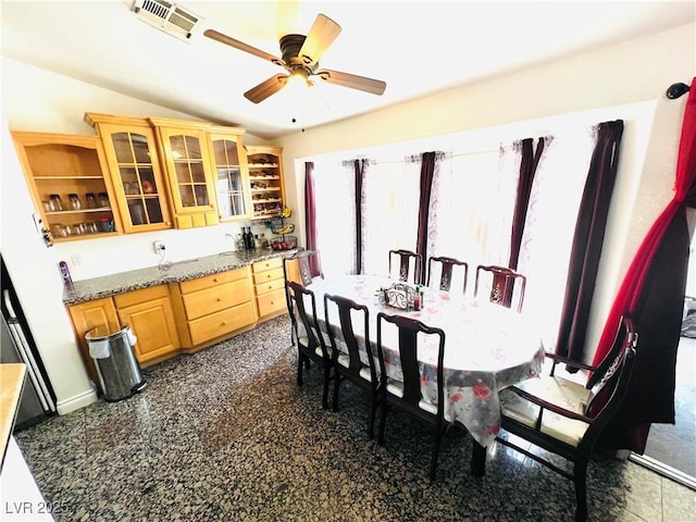 1860 Banaba Ln, Las Vegas, NV 89156 - dining room featuring vaulted ceiling and ceiling fan