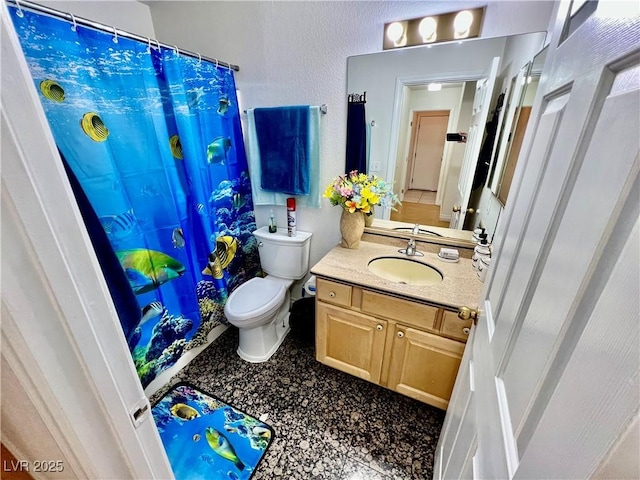 1860 Banaba Ln, Las Vegas, NV 89156 - full bathroom featuring toilet, vanity, and a shower with shower curtain