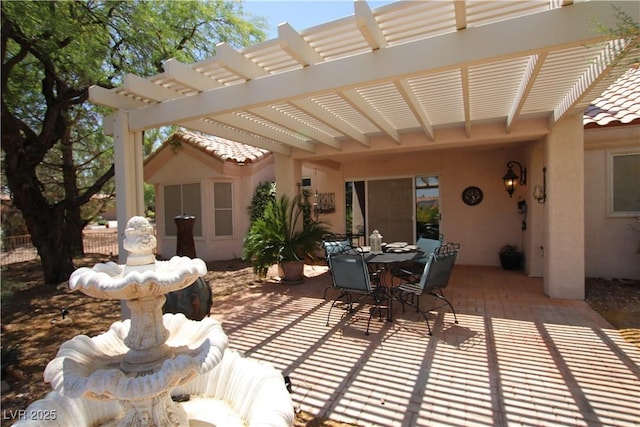 2820 Bluff Point Dr, Las Vegas, NV 89134 - view of patio featuring a pergola and outdoor dining space