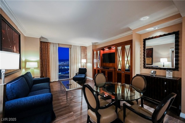 135 E Harmon Ave Unit 2420, Las Vegas, NV 89109 - dining space with wood finished floors and crown molding