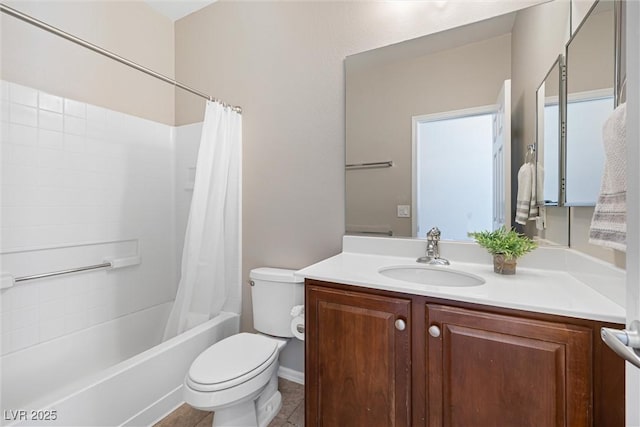 820 Colina Alta Pl, Las Vegas, NV 89138 - bathroom featuring vanity, toilet, and shower / tub combo with curtain