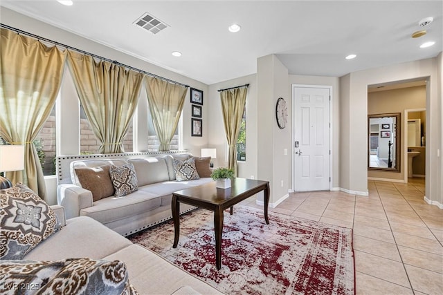 820 Colina Alta Pl, Las Vegas, NV 89138 - living area featuring healthy amount of natural light, light tile patterned floors, recessed lighting, and baseboards