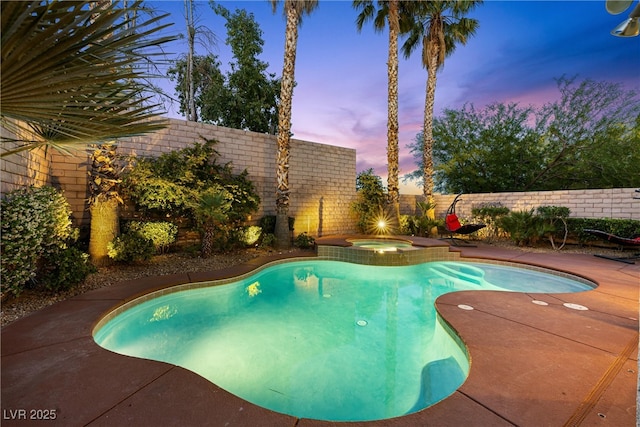820 Colina Alta Pl, Las Vegas, NV 89138 - view of pool with a fenced backyard, a pool with connected hot tub, and a patio area
