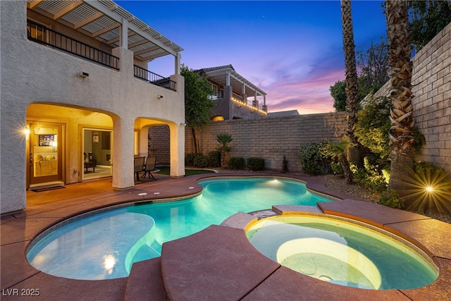 820 Colina Alta Pl, Las Vegas, NV 89138 - view of pool featuring a patio area, a fenced backyard, and a pool with connected hot tub