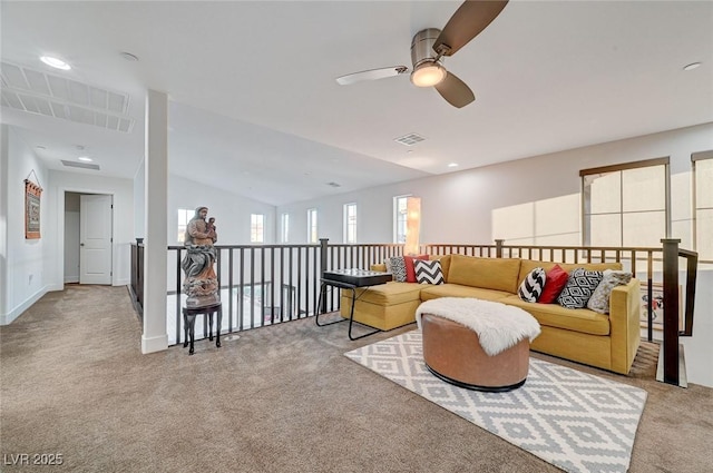 2669 Via Monet, Henderson, NV 89044 - living area featuring ceiling fan, carpet flooring, and recessed lighting