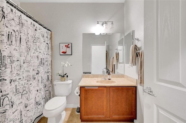 2613 Velodrome Ct, Henderson, NV 89044 - bathroom with toilet, vanity, and a shower with curtain