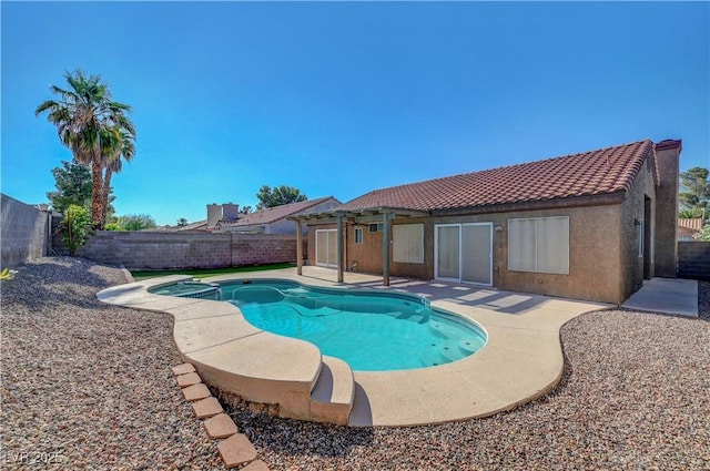 2711 Briarcliff Ave, Henderson, NV 89074 - view of pool featuring a fenced backyard, a patio area, and a pool with connected hot tub