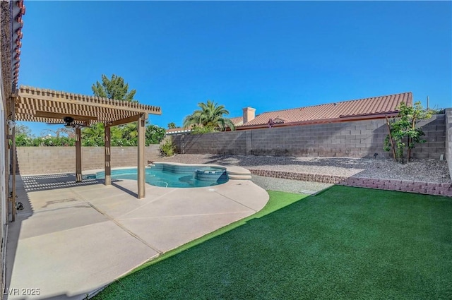 2711 Briarcliff Ave, Henderson, NV 89074 - view of pool featuring a pergola, a fenced backyard, and a patio area