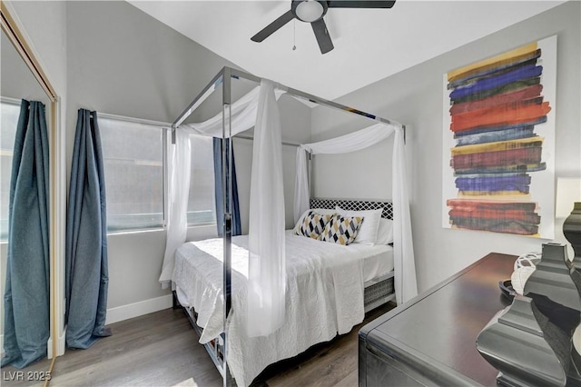 2711 Briarcliff Ave, Henderson, NV 89074 - bedroom with wood finished floors, ceiling fan, and baseboards