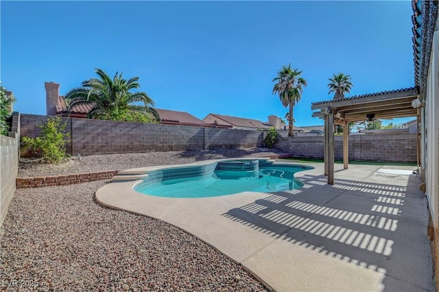 2711 Briarcliff Ave, Henderson, NV 89074 - view of pool with a patio area, a fenced backyard, and a pool with connected hot tub