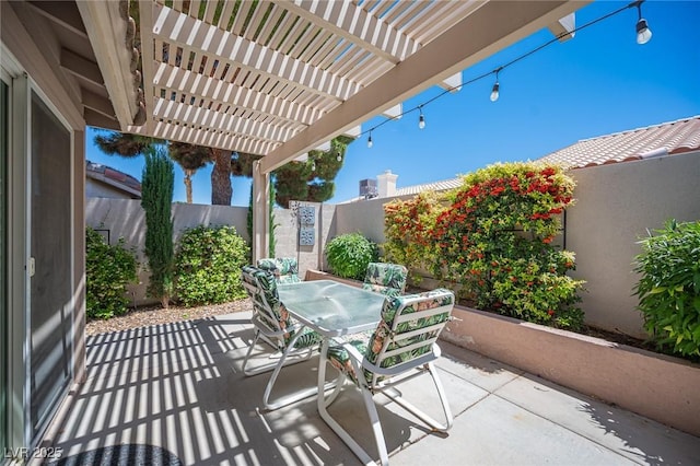 6417 Fisher Ave, Las Vegas, NV 89130 - fenced backyard featuring outdoor dining area, a patio, and a pergola