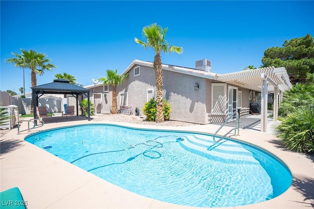 6417 Fisher Ave, Las Vegas, NV 89130 - view of pool with a patio, a gazebo, and a pergola