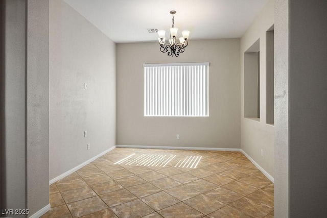 5017 Kaibab Forest Ave, Las Vegas, NV 89141 - tiled empty room featuring a chandelier and baseboards