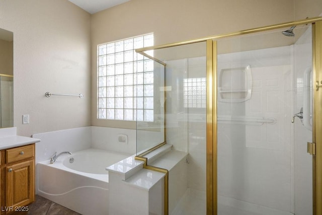 5017 Kaibab Forest Ave, Las Vegas, NV 89141 - full bath featuring vanity, a shower stall, and a bath