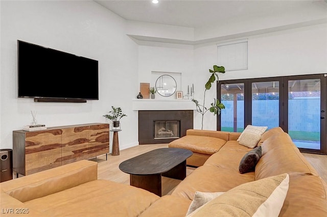 58 Pleasant Dale Dr, Henderson, NV 89074 - living area featuring wood finished floors, a fireplace, recessed lighting, and baseboards
