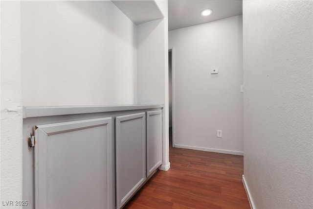 5528 Morningcross St, Las Vegas, NV 89130 - corridor with dark wood-type flooring, baseboards, and recessed lighting