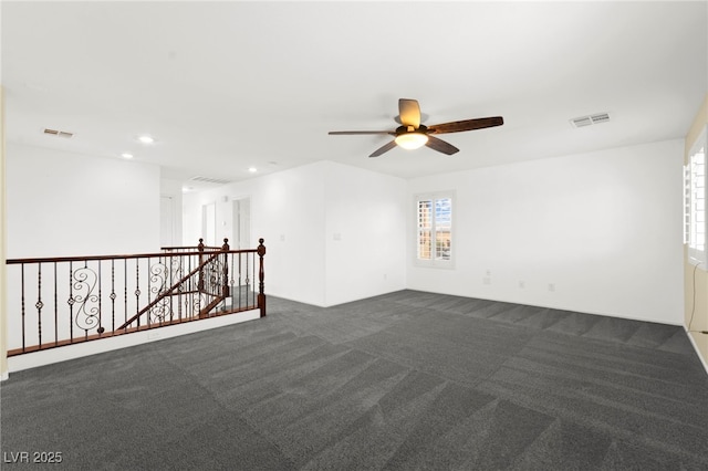 11755 Garland Grove Ln, Las Vegas, NV 89183 - unfurnished room featuring ceiling fan, dark carpet, and recessed lighting