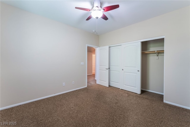 6125 Paddleboat St, North Las Vegas, NV 89031 - unfurnished bedroom with carpet floors, baseboards, a closet, and ceiling fan