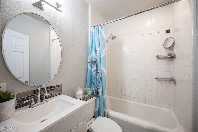 108 Verdy Ln, Las Vegas, NV 89101 - full bath featuring shower / tub combo, backsplash, vanity, and toilet