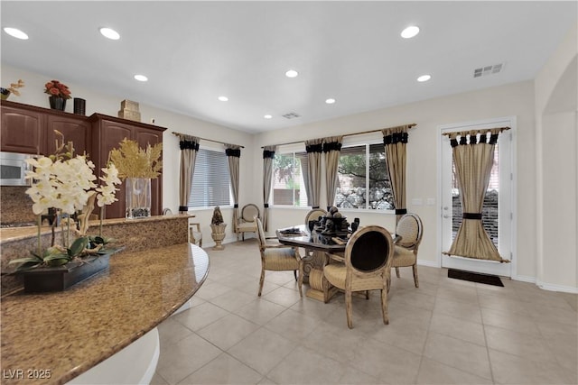 6739 Quapaw St, Las Vegas, NV 89149 - dining space with recessed lighting, baseboards, and light tile patterned floors