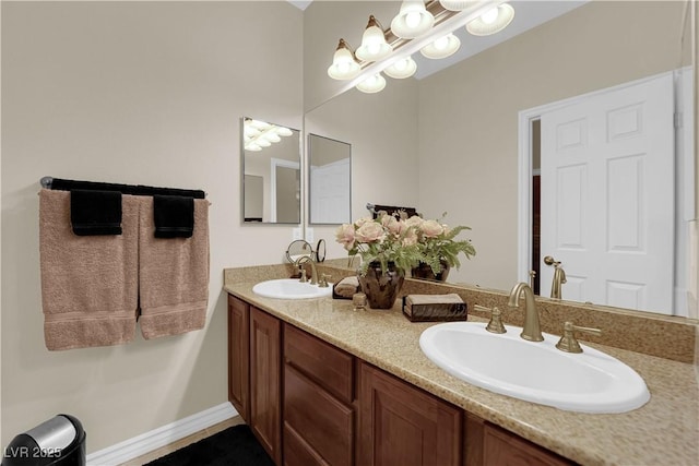 6739 Quapaw St, Las Vegas, NV 89149 - full bath with a chandelier and double vanity