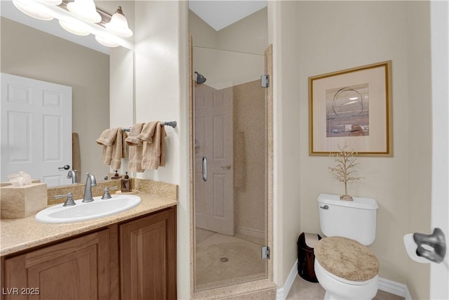 6739 Quapaw St, Las Vegas, NV 89149 - full bath with vanity, a shower stall, toilet, and tile patterned floors