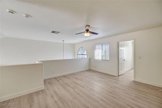 2917 Broken Willow Cir, Las Vegas, NV 89117 - spare room featuring light wood finished floors, a ceiling fan, baseboards, and a smoke detector