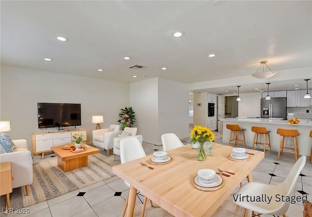 2917 Broken Willow Cir, Las Vegas, NV 89117 - dining room featuring light tile patterned flooring and recessed lighting