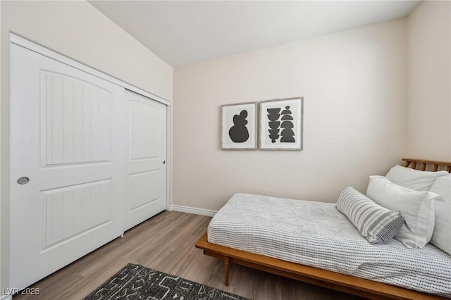 11707 Longworth Rd, Las Vegas, NV 89135 - bedroom featuring light wood-style floors, baseboards, and a closet