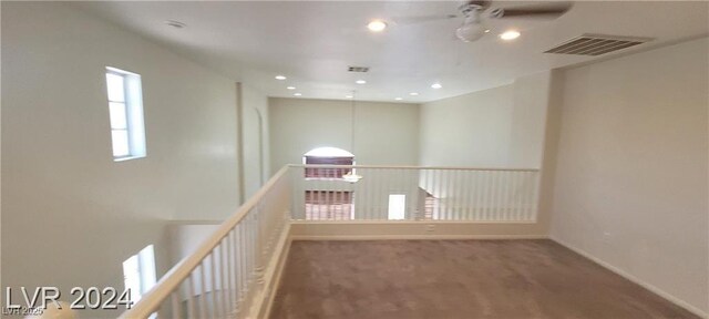 4821 Whisper Lake Ave, Las Vegas, NV 89131 - hall with carpet flooring, an upstairs landing, recessed lighting, and baseboards