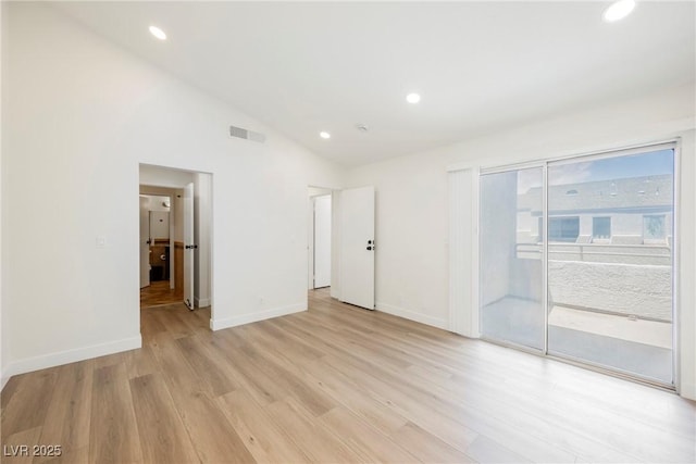 5516 Orchard Ln Unit 0, Las Vegas, NV 89110 - empty room featuring light wood-type flooring, vaulted ceiling, recessed lighting, and baseboards