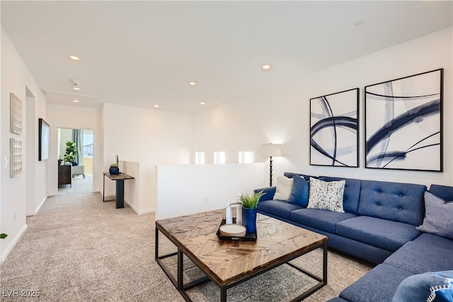 9588 Archer Peak Ct, Las Vegas, NV 89143 - living room featuring light colored carpet, recessed lighting, and baseboards