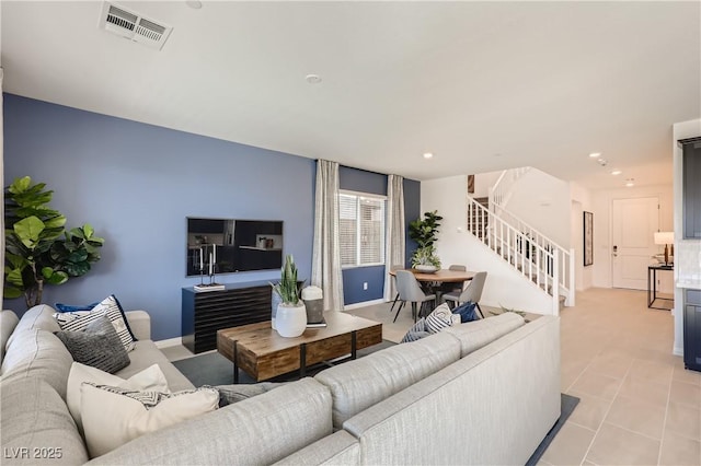 9588 Archer Peak Ct, Las Vegas, NV 89143 - living area featuring stairway, recessed lighting, and baseboards