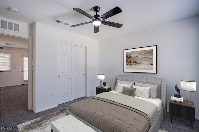 6288 Dolosonte St, Las Vegas, NV 89113 - carpeted bedroom featuring a closet, a ceiling fan, and baseboards