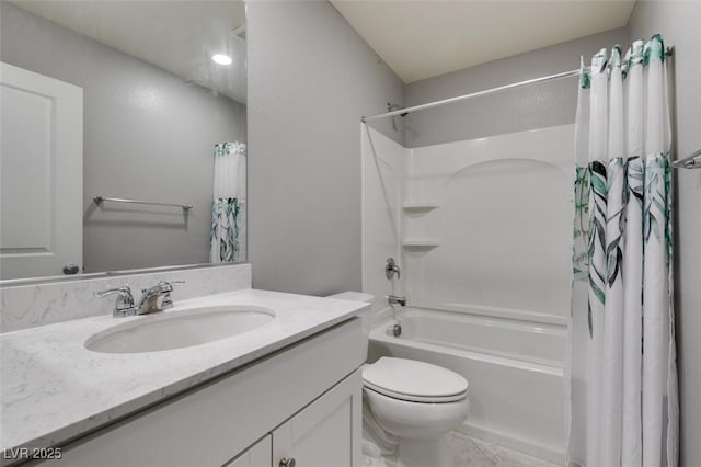 2870 Turnstone Ridge St, Henderson, NV 89044 - bathroom with vanity, shower / bath combination with curtain, and toilet