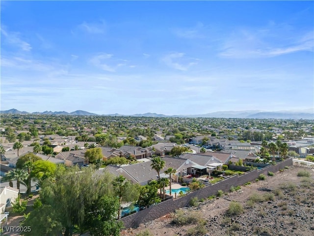 2158 Shubert Ave, Henderson, NV 89052 - aerial view of residential area with a pool area and a mountainous background